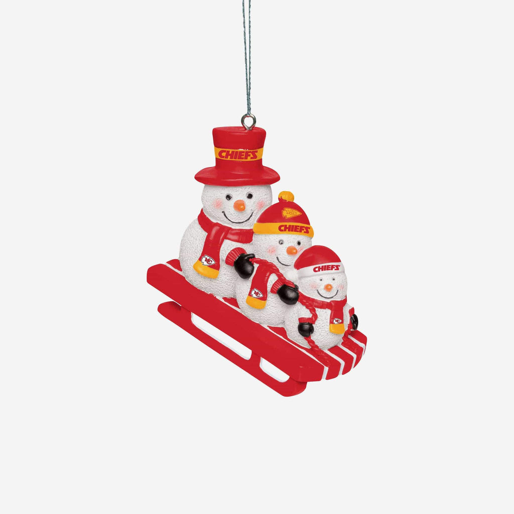 Kansas City Chiefs Snowmen Sledding Ornament