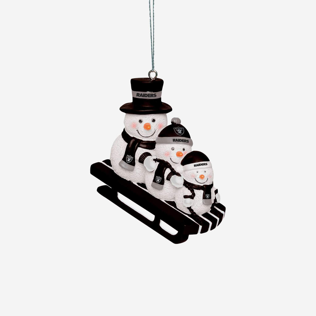 Las Vegas Raiders Snowmen Sledding Ornament