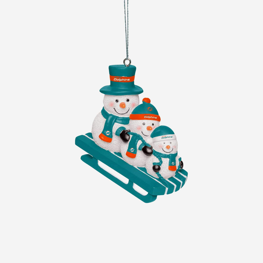 Miami Dolphins Snowmen Sledding Ornament