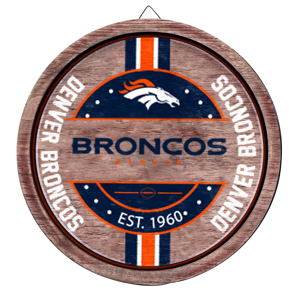 Denver Broncos Wooden Barrel Sign