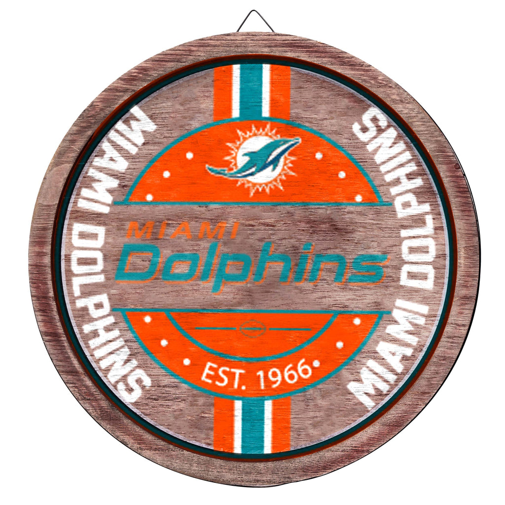 Miami Dolphins Wooden Barrel Sign