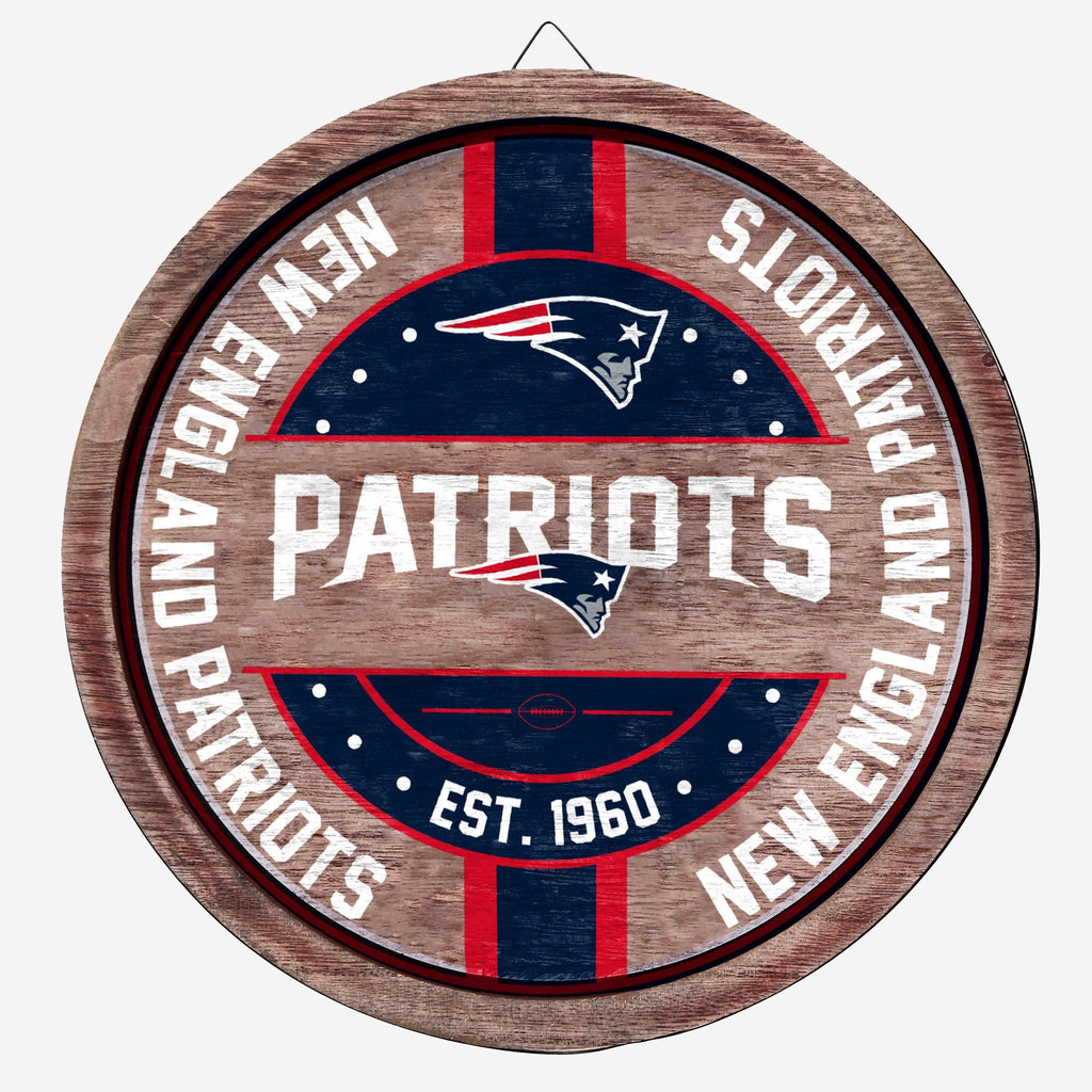 New England Patriots Wooden Barrel Sign
