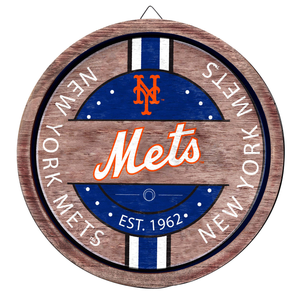 New York Mets Wooden Barrel Sign