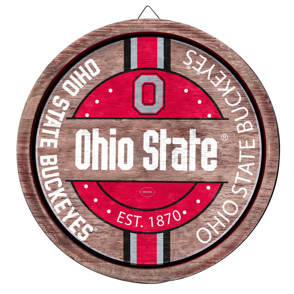 Ohio State Buckeyes Wooden Barrel Sign