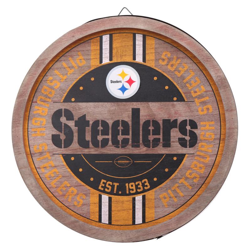 Pittsburgh Steelers Wooden Barrel Sign