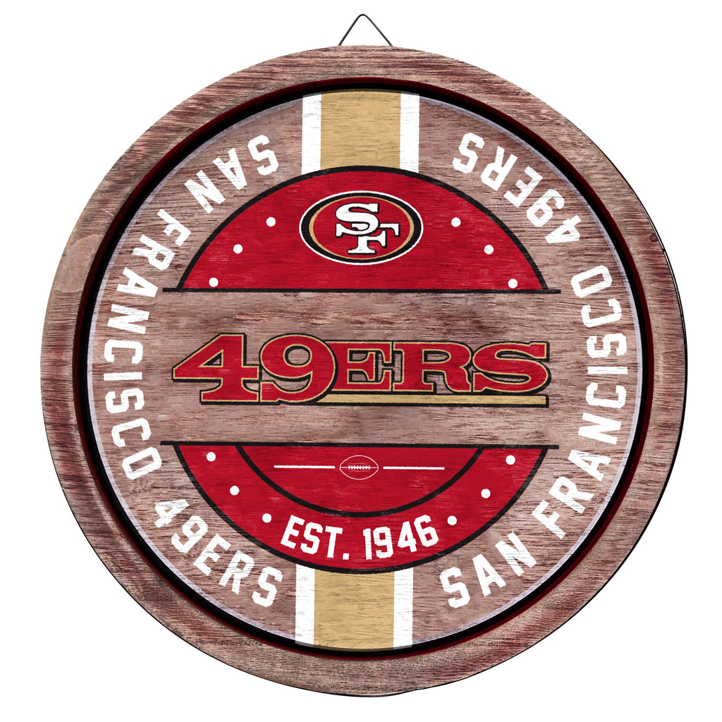 San Francisco 49ers Wooden Barrel Sign