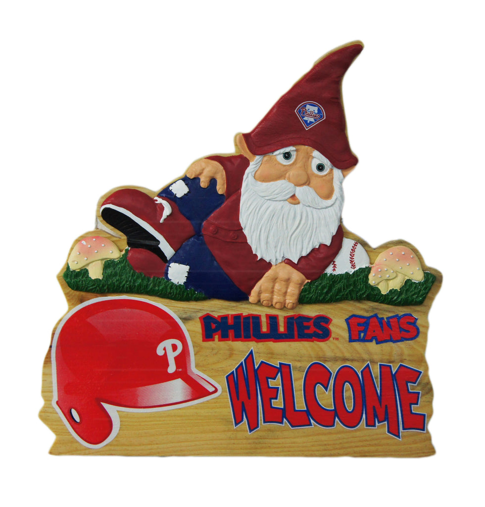 Philadelphia Phillies Wooden Gnome Fence Sign