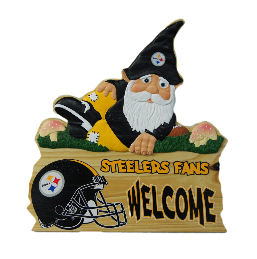 Pittsburgh Steelers Wooden Gnome Fence Sign