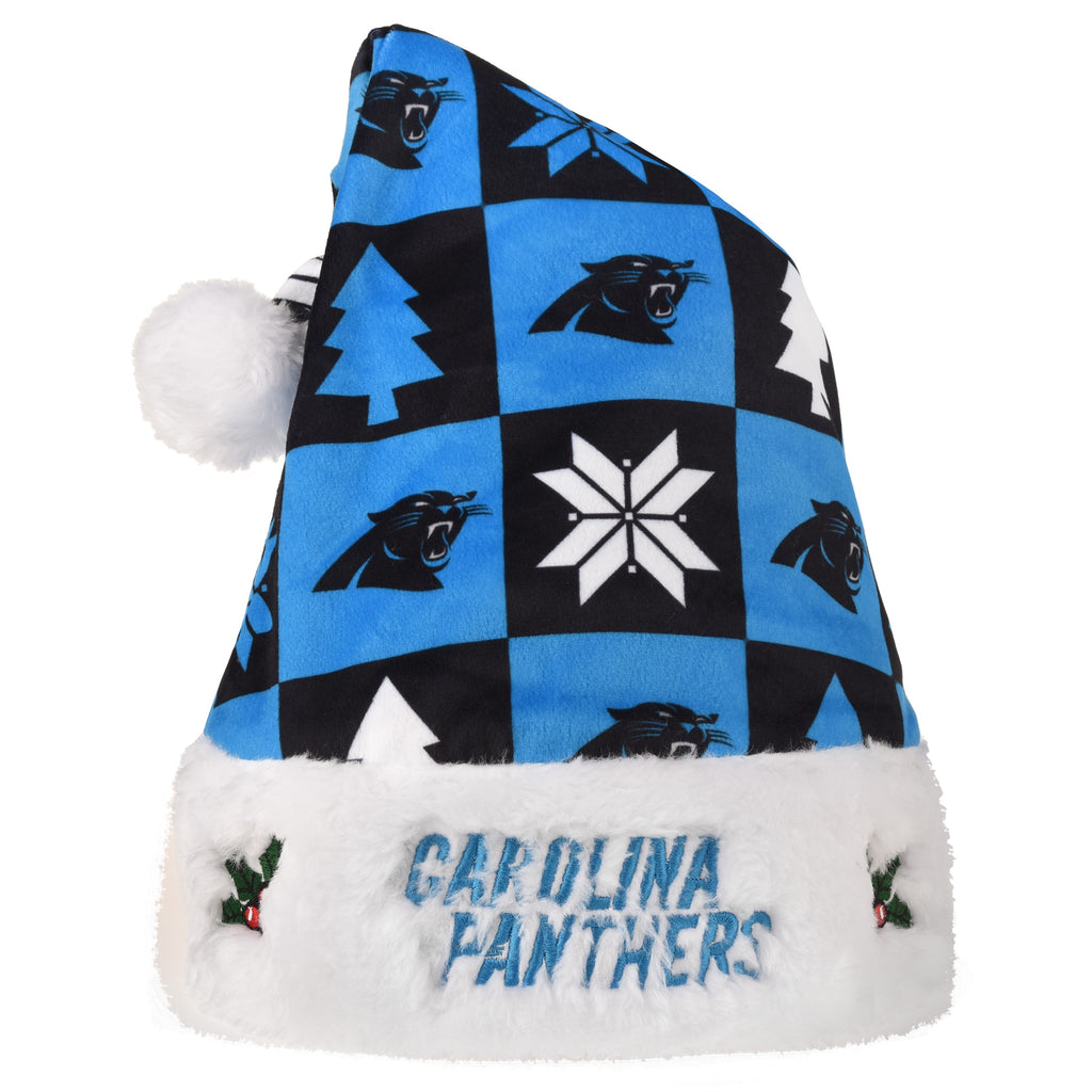 Carolina Panthers Xmas Checkers Santa Hat