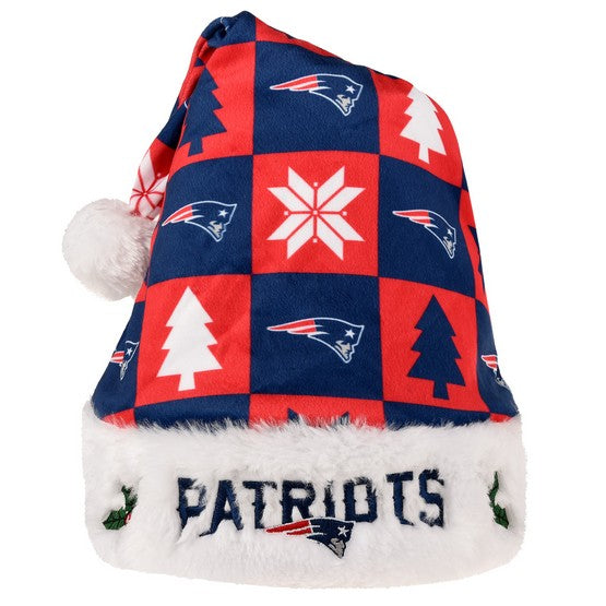 New England Patriots Xmas Checkers Santa Hat