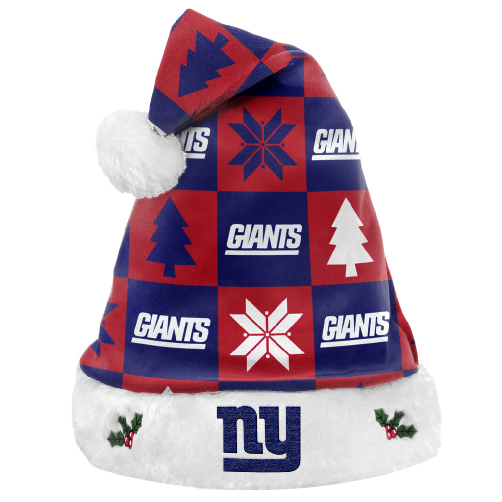 New York Giants Xmas Checkers Santa Hat