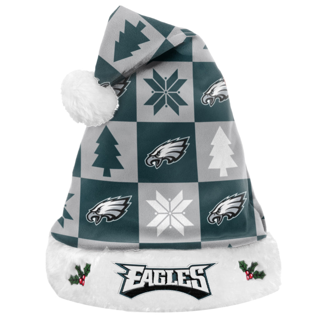 Philadelphia Eagles Xmas Checkers Santa Hat