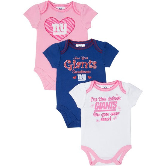 New York Giants 3pk Bodysuits Pink