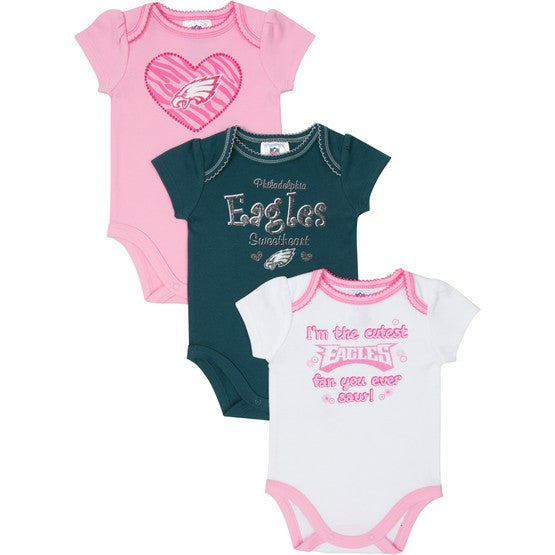Philadelphia Eagles 3pk Bodysuits Pink