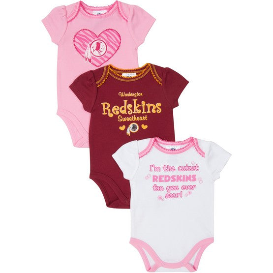 Washington Redskins 3pk Bodysuits Pink