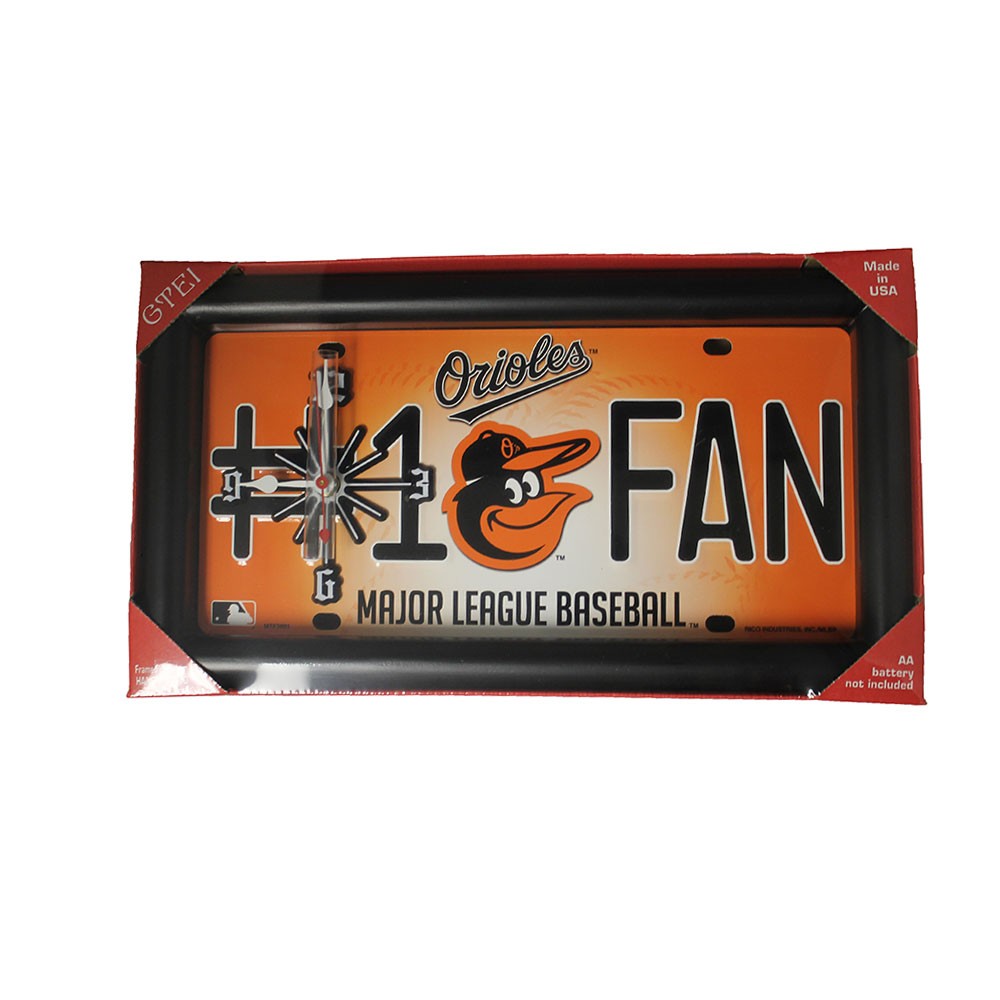 Baltimore Orioles License Plate Clock