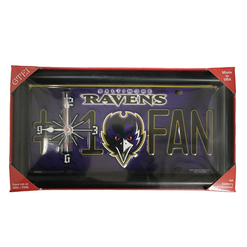 Baltimore Ravens License Plate Clock