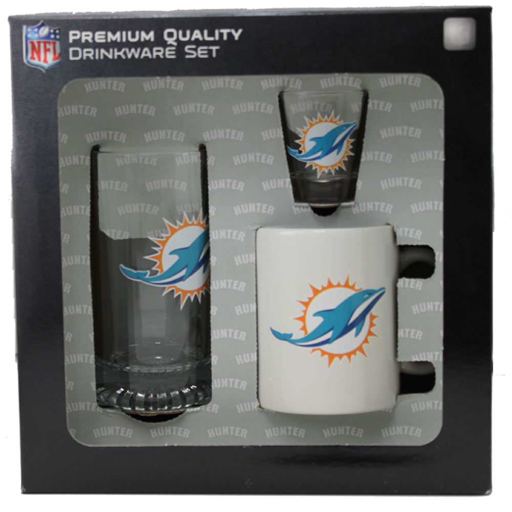 Miami Dolphins 3pc Drinkware Set
