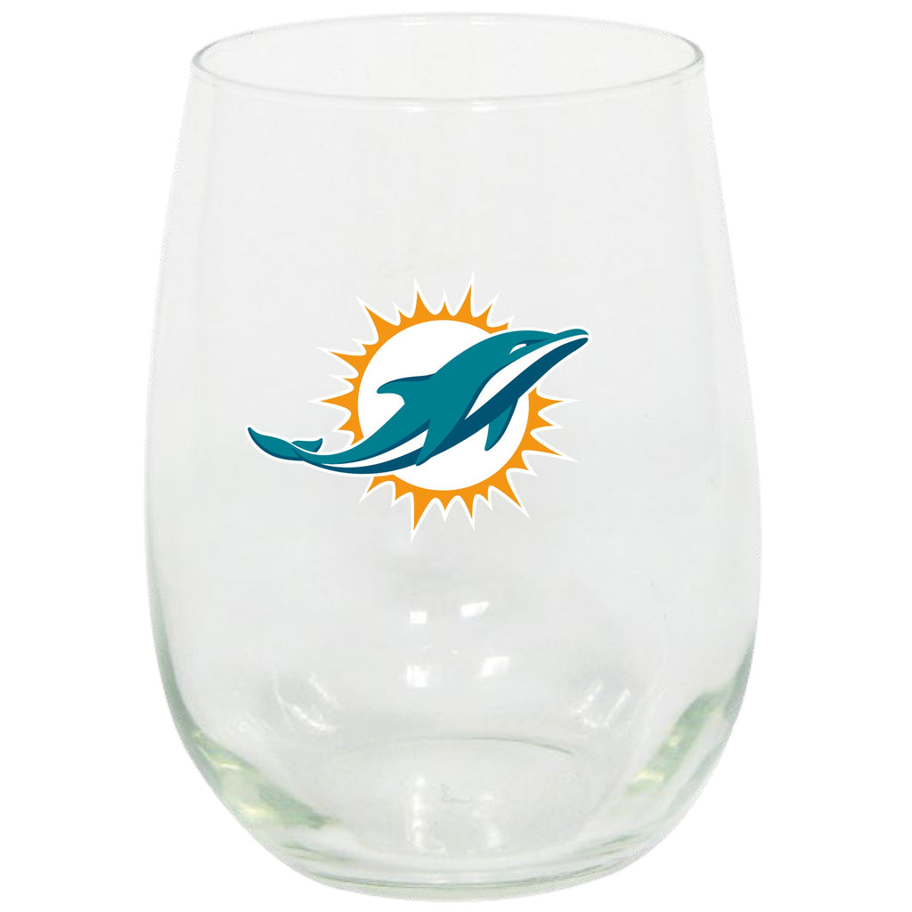 Miami Dolphins Stemless Wine Glass