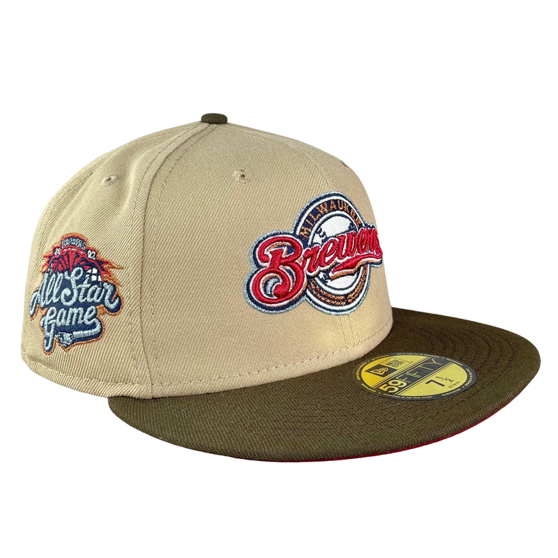 New Era Milwaukee Brewers All Star Game 2002 Old Gold Throwback Two Tone  Edition 59Fifty Fitted Hat