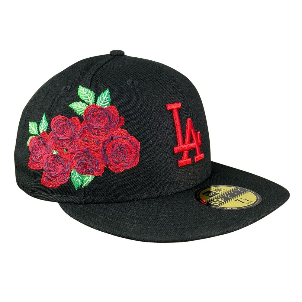 New Era Los Angeles Dodgers 'Rose Emblem' 59FIFTY Fitted Black/Rose - Size 734