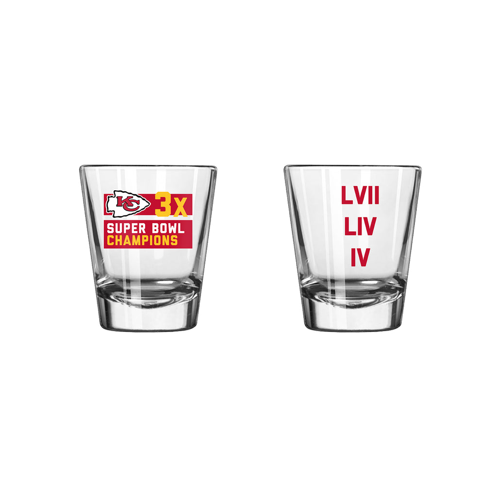 Kansas City Chiefs Super Bowl LVII Champions 3 Time Champions 2oz Shot Glass