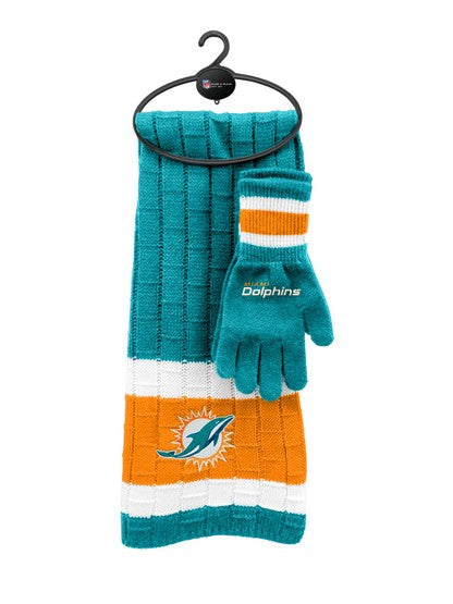 Miami Dolphins Scarf Glove Gift Set