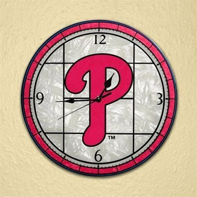 Philadelphia Phillies 12" Art Glass Clock