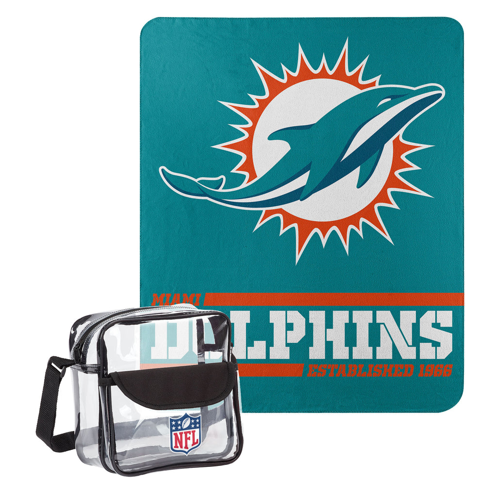 Miami Dolphins Dream Team Tote with 50" x 60" Fleece Throw Blanket