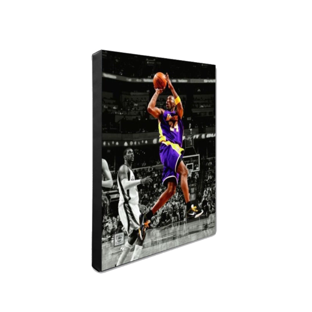 Los Angeles Lakers Kobe Bryant Premium Canvas Wrap - Black & White Jump Shot
