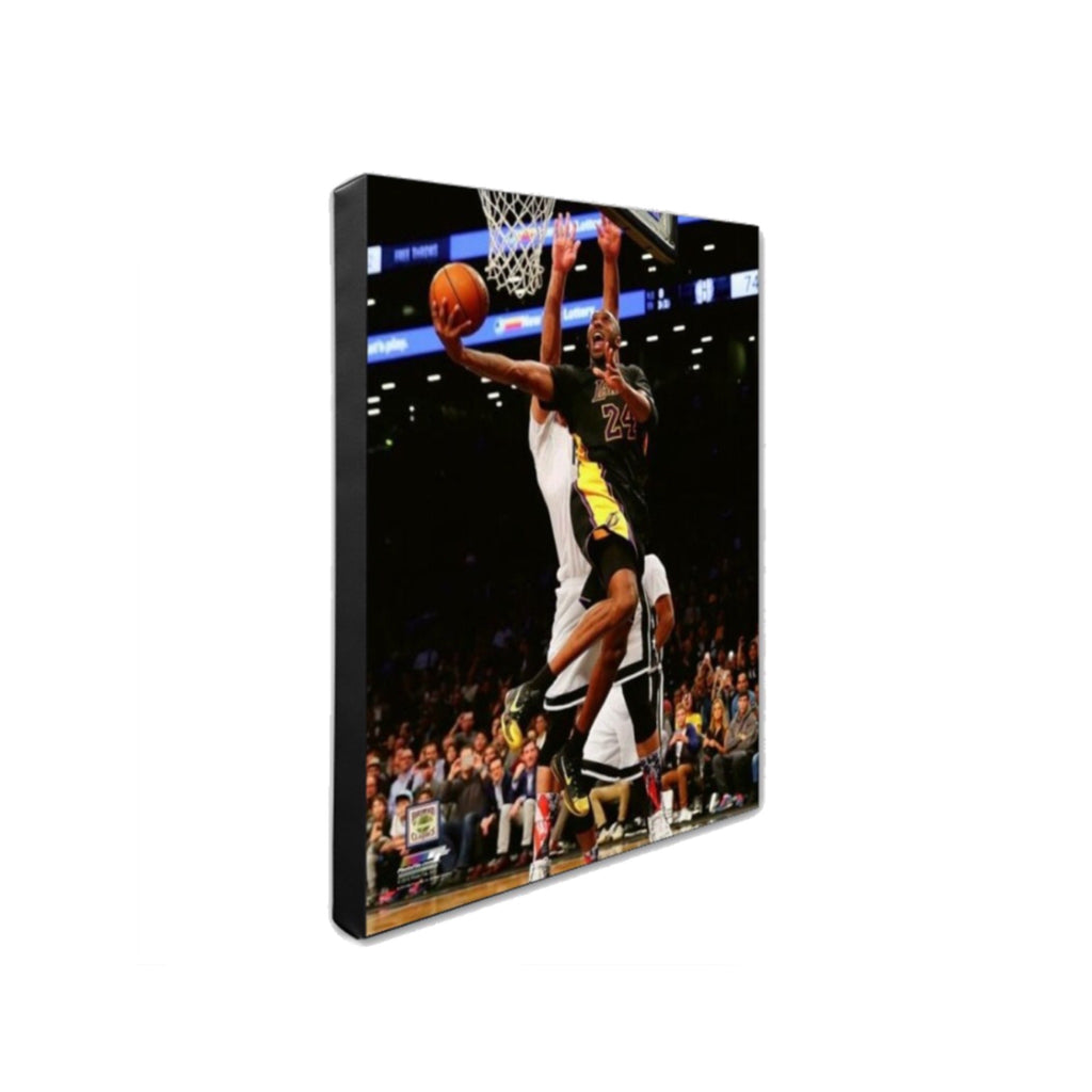 Los Angeles Lakers Kobe Bryant Premium Canvas Wrap - Black Jersey Action Layup