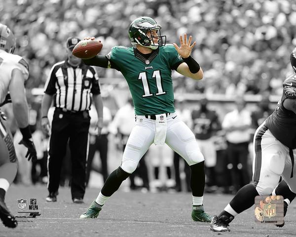 Philadelphia Eagles Carson Wentz Premium Canvas Wall Art - Black & White