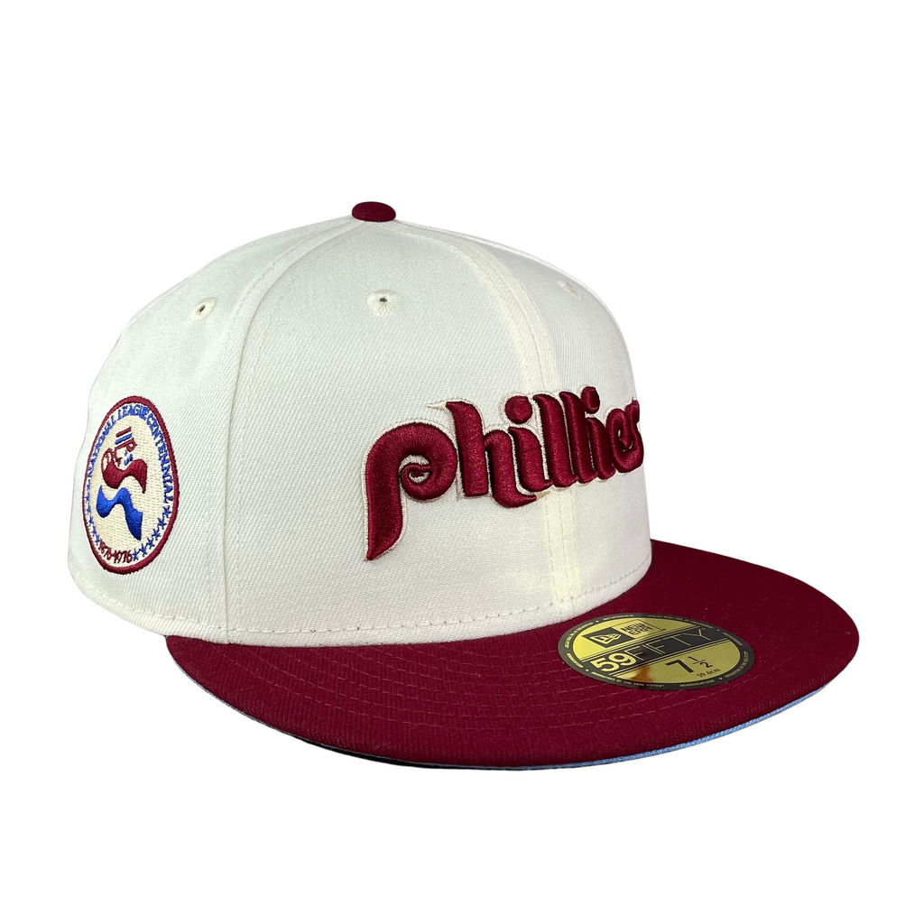 59FIFTY Philadelphia Phillies Retro Cream/Cardinal/Sky Blue National League Centennial Patch