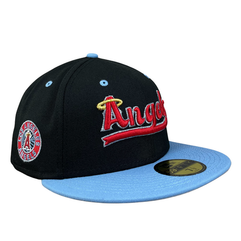 Los Angeles Angels New Era Custom 59FIFTY Black UV Logos Patch Fitted Hat, 7 3/4 / Black