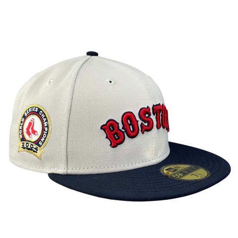 59FIFTY Boston Red Sox Stone/Navy/Gray UV 2004 World Series Champions Patch