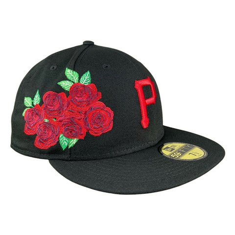 59FIFTY Pittsburgh Pirates Black/Red with Rose Print UV Rose Patch