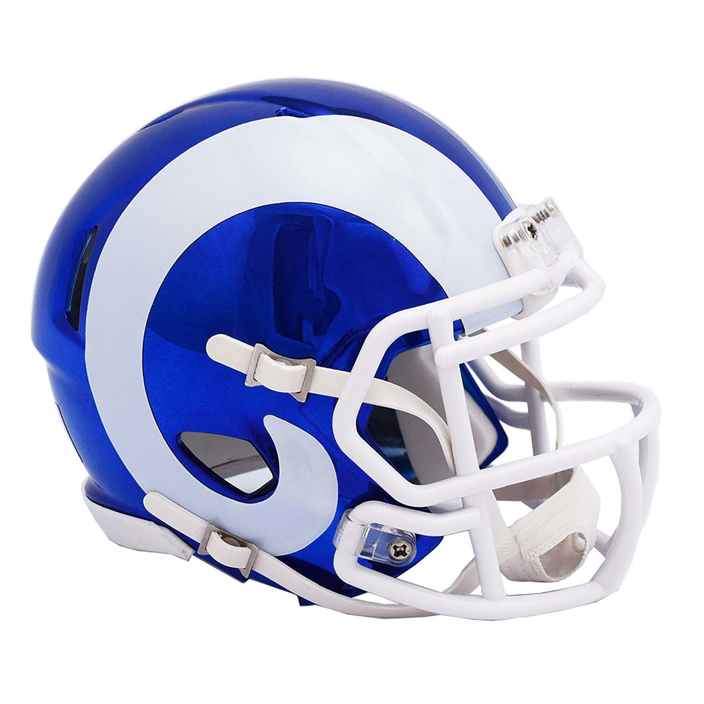 chrome light blue football helmet Los Angeles Rams Alternate Chrome Mini Helmet – Fan Treasures