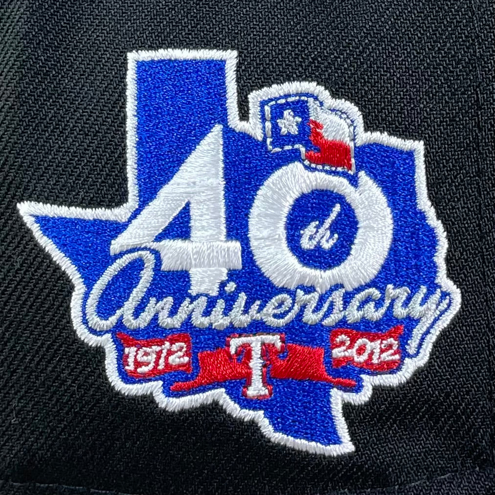 Texas Rangers 34 Patch Texas Rangers Black with Green UV 40th Anniversary Sidepatch 5950 Hat ...