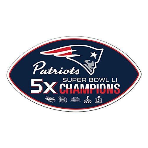 New England Patriots 5x Super Bowl Champions 12" Football Magnet
