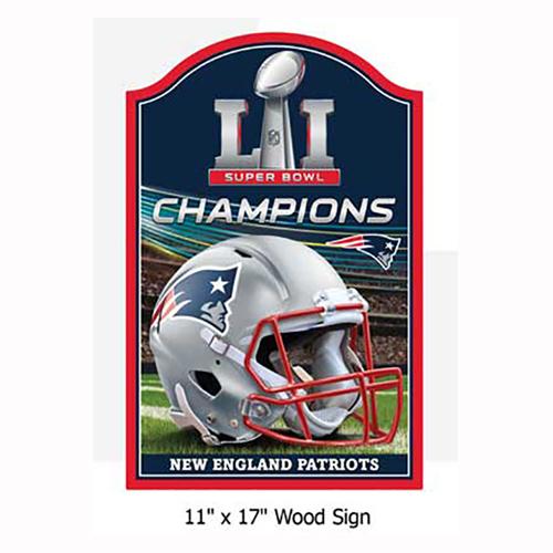 2017 Super Bowl LI Champion New England Patriots 11"x17" Wooden Sign