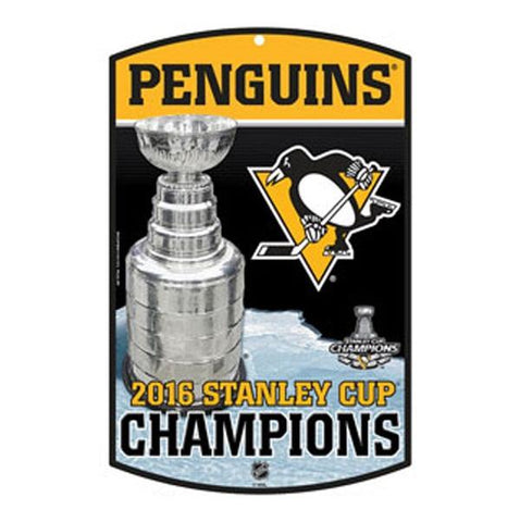 Pittsburgh Penguins 2016 Stanley Cup Champions 11" x 17" Wooden Sign