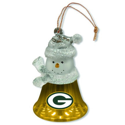 Green Bay Packers Snowman Bell Ornament