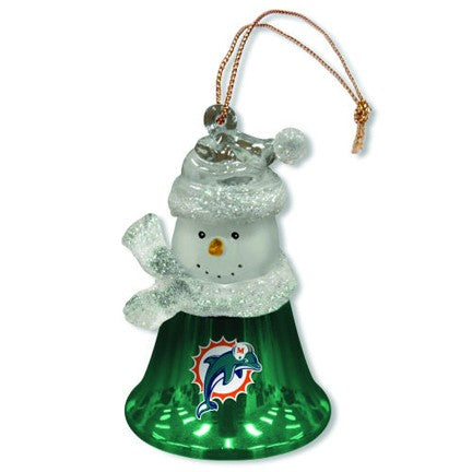 Miami Dolphins Snowman Bell Ornament