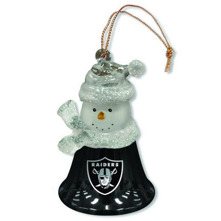 Oakland Raiders Snowman Bell Ornament