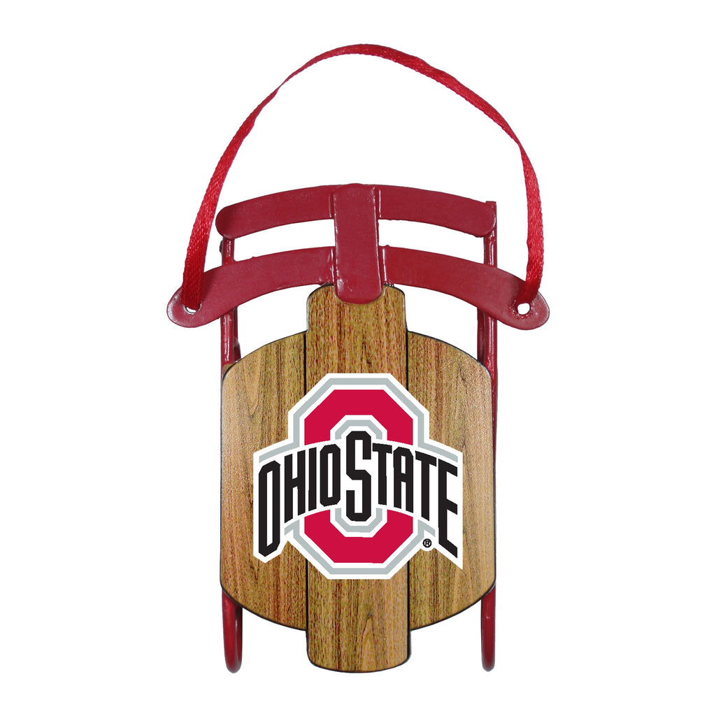 Ohio State Buckeyes Metal Sled Ornament