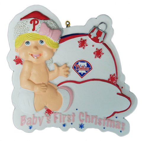 Philadelphia Phillies Baby Girl's 1st Christmas Ornament