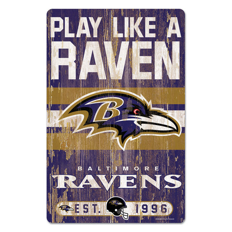 Baltimore Ravens 11" x 17" Slogan Wood Sign