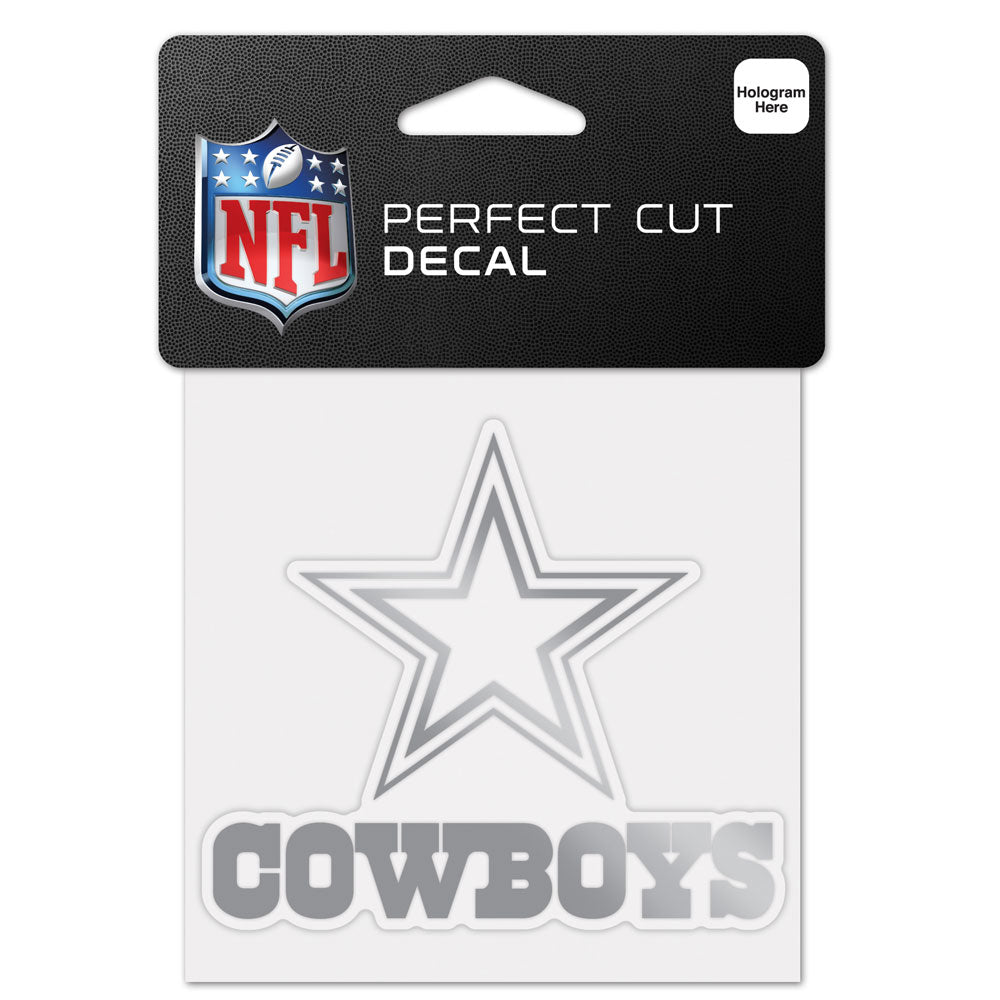 Dallas Cowboys 4" x 4" Silver Logo DieCut Decal