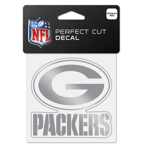 Green Bay Packers 4" x 4" Silver Logo DieCut Decal