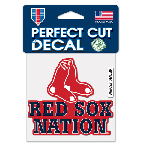 Boston Red Sox 4" x 4" Slogan Logo DieCut Decal